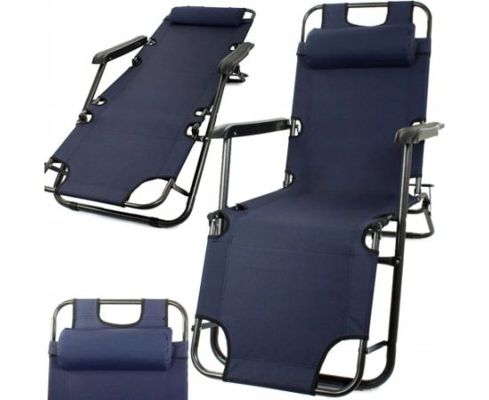 Extralink Leżak ogrodowy rozkładany z poduszką Black Forest, Granatowy Шезлонги и пляжные стулья
