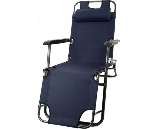 Extralink Leżak ogrodowy rozkładany z poduszką Black Forest, Granatowy Шезлонги и пляжные стулья