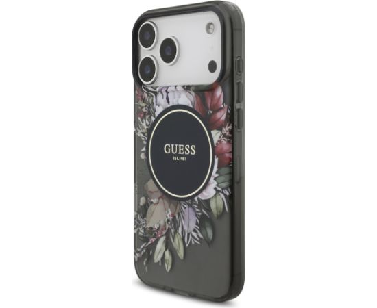 Guess IML Flowers Strap MagSafe Viedtālruņa Maciņš priekš Apple iPhone 17 Pro Max Neoriģinālie Maciņi