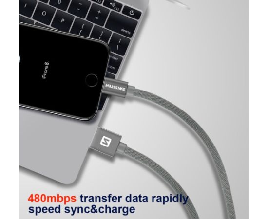 Swissten Textile Fast Charge 3A Lightning Кабель Для Зарядки и Переноса Данных 2m Дата USB-кабели