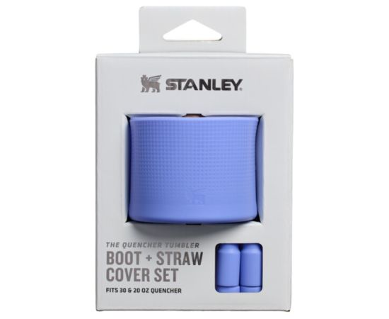 Stanley Набор из 2 защитных чехлов и колпачков для термокружек объемом 0,89 л/0,59 л. Чехол Quencher Boot + колпачок для соломинки, цвет «гортензия» (голубой). Термо кружки
