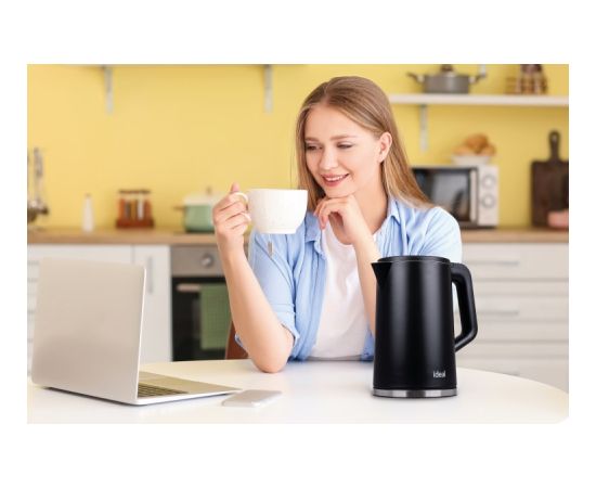 IDEAL Kettle 1.7 l, steel body, power 1500 W, black Tējkannas (elektriskās)