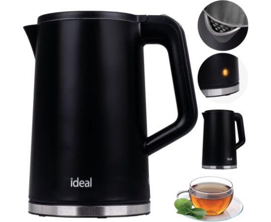 IDEAL Kettle 1.7 l, steel body, power 1500 W, black Tējkannas (elektriskās)