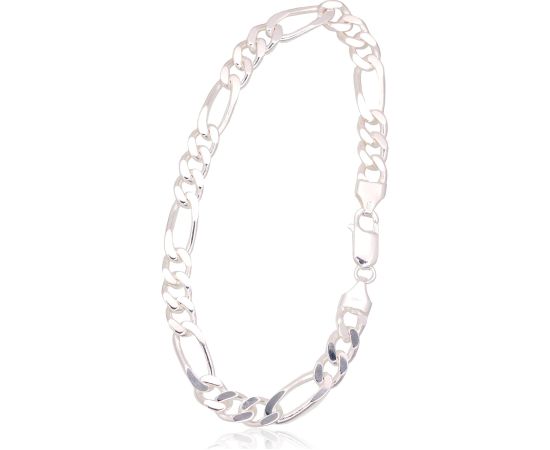 Sudraba ķēdīte Figaro 7 mm, dimantu apstrādājums #2400142-bracelet, Sudrabs 925°, garums: 21 cm, 14.6 gr. Viriešiem