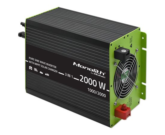 Qoltec Monolith 3-in-1 solar inverter with AC 10A charging function | MPPT 40A | UPS | ATS | 1000W | 2000W | 12V to 230V | Pure Sine Wave Strāvas pārveidotāji