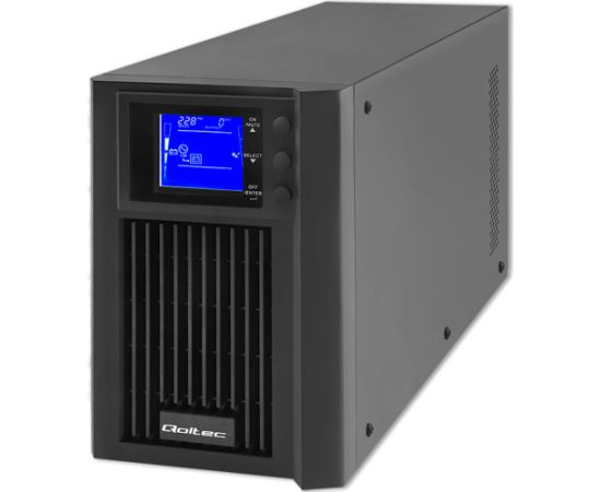 Qoltec Uninterruptible Power Supply UPS On-line | Pure Sine Wave | 2kVA | 1.6kW | LCD | USB UPS стабилизаторы напряжения