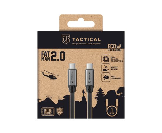 Tactical Fat Man 2.0 USB-C/USB-C Kabelis 1m / pelēks Data USB kabeļi