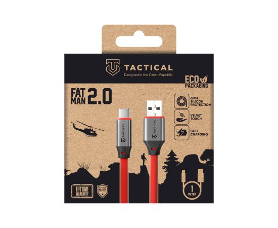 Tactical Fat Man 2.0 USB-A/USB-C Kabelis 1m / sarkans Data USB kabeļi