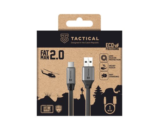 Tactical Fat Man 2.0 USB-A/USB-C Kabelis 1m / pelēks Data USB kabeļi
