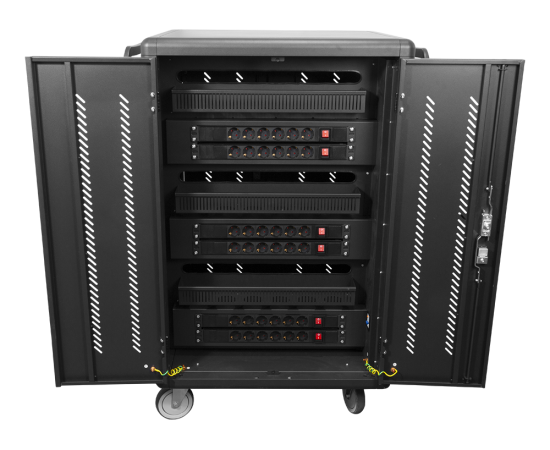 Charging trolley for laptops and tablets DELTACO up to 14", 36 slots, double door, black / DPS-0202/ Uzlādes rati Uzlādes risinājumi