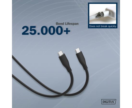 Digitus Silicone connection cable, 0.5 m AK-300341-005-S USB-C to USB-C Data USB kabeļi