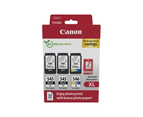 Canon PG-545XL/CL-546XL (8286B015) Photo value pack Ink Cartridge Multipack, BK/CMY Lāzerprinteru izejmateriāli