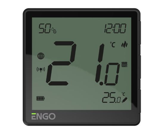 Engo Zigbee gudrais termostats EONE-BATB, Li-Ion baterija, melns Silto grīdu sistēmas