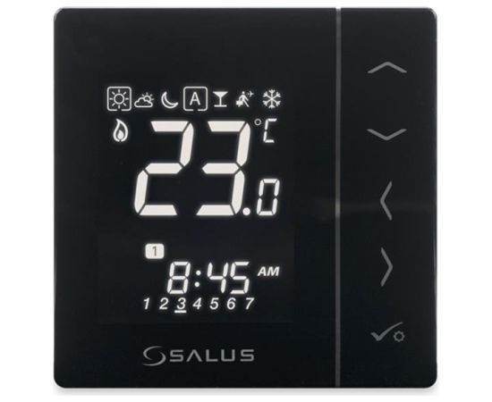 Salus termostats VS30B, programmējams, melns Silto grīdu sistēmas