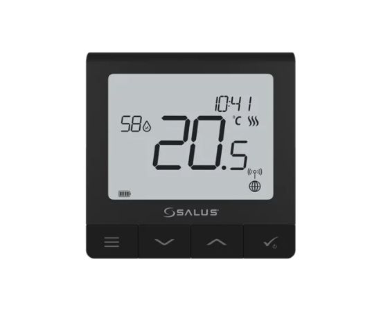 Salus bezvadu termostats Quantum SQ610BRF, programmējams, melns Silto grīdu sistēmas