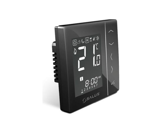 Salus bezvadu termostats VS10BRF 230V, programmējams, iebūvējams, melns Silto grīdu sistēmas