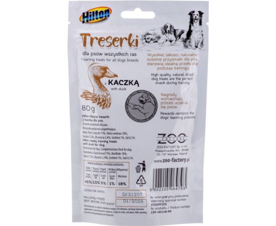 HILTON Treaning treats Duck - Dog treat - 80g Suņu barība