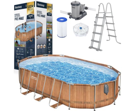 Bestway 56719 Power Steel Frame Pool 610 x 366 x 122 cm Baseini