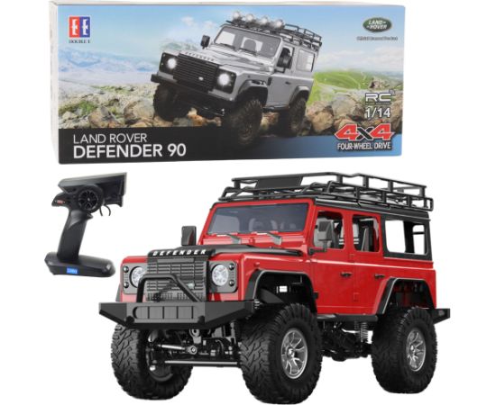Remote Controlled Off-Road Vehicle RC Land Rover Defender 90 Red 1:14 Radio vadāmās rotaļlietas (RC)