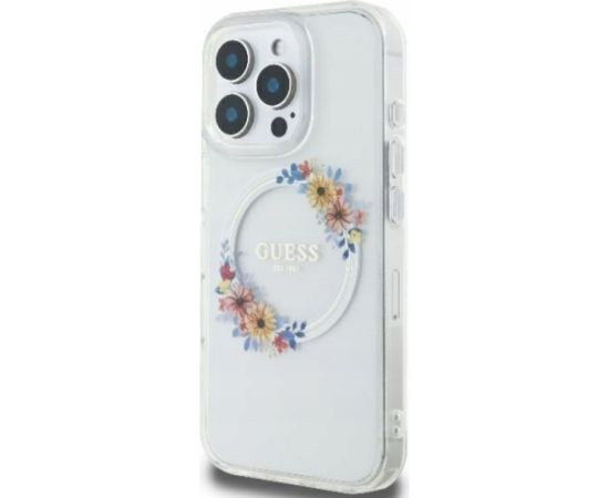 Guess IML Flowers Wreath MagSafe Case Aizsargapvalks Priekš Apple iPhone 16 Pro Max Neoriģinālie Maciņi