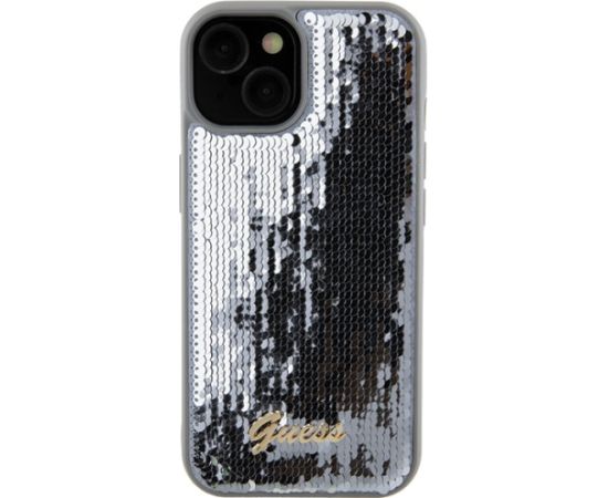 Guess HC Sequin Script Metal Case Aizsargapvalks Priekš Apple iPhone 15 Pro Neoriģinālie Maciņi