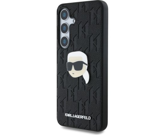 Karl Lagerfeld Leather Monogram Pin Logo Karl Head Aizsargapvalks Priekš Samsung Galaxy S25 Plus Neoriģinālie Maciņi