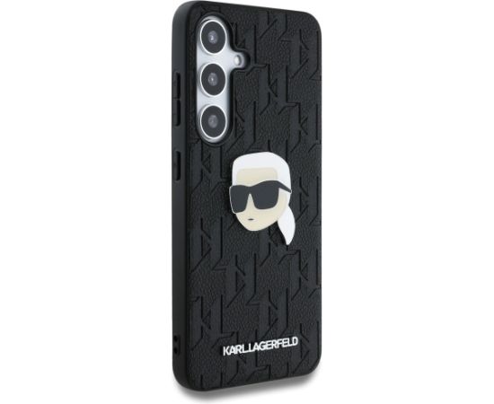Karl Lagerfeld Leather Monogram Pin Logo Karl Head Aizsargapvalks Priekš Samsung Galaxy S25 Plus Neoriģinālie Maciņi