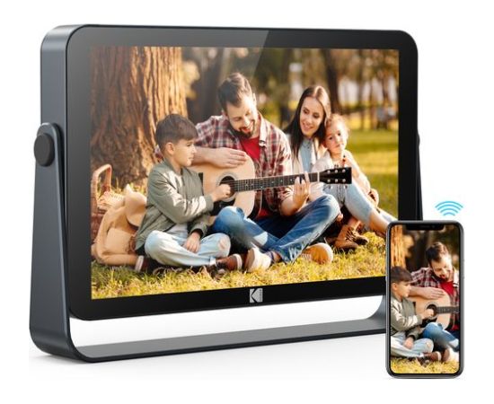 Kodak 10 collu digitālais foto rāmis, Wi-Fi 6, Full HD skārienekrāns 1200x1920, 32 GB, 3800 mAh akumulators, mūzikas slaidrāde, automātiska laika prognoze, fotoattēlu pārsūtīšana, izmantojot 2.4G/5G Wi-Fi - pelēks Цифровые фоторамки