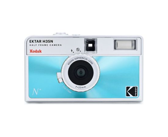 Kodak Ektar H35n — 35 mm analogā kamera, vidēja izmēra rāmis, 22 mm F/8 objektīvs, iebūvēta zibspuldze, zvaigžņu filtrs, ilga ekspozīcija ar statīvu, saderīga ar ISO 100/400 — debeszils Цифровые фотокамеры