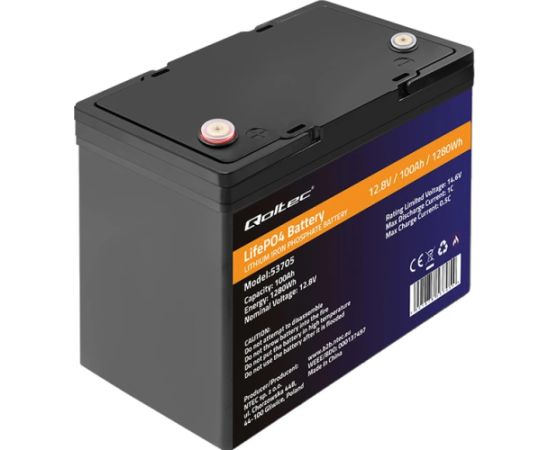 Qoltec LiFePO4 litija Akumulators 12.8V | 100Ah | 1280Wh | BMS UPS Nepārtrauktā barošana