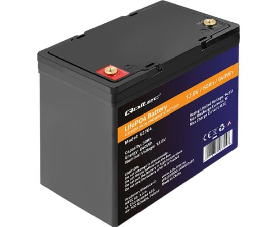 Qoltec litija Akumulators LiFePO4 12.8V | 50Ah | 640Wh| BMS UPS Nepārtrauktā barošana