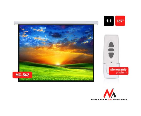 Electric motorized projector screen home cinema remote control Maclean MC-562 Проекционные экраны на подставке