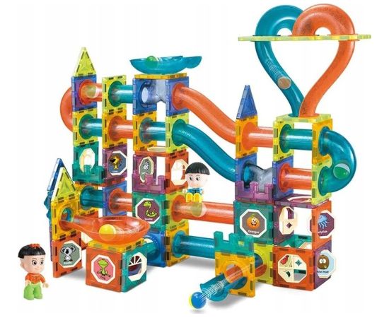 LeanToys Świecąca Zjeżdżalnia Dla Kulek Klocki Magnetyczne 202 Elementy LEAN Toys Конструкторы