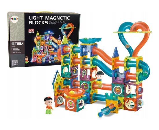 LeanToys Świecąca Zjeżdżalnia Dla Kulek Klocki Magnetyczne 202 Elementy LEAN Toys Конструкторы