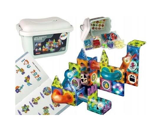 LeanToys Zjeżdżalnia Dla Kulek Podświetlany Tor Klocki Magnetyczne 75 Elementów LEAN Toys Конструкторы