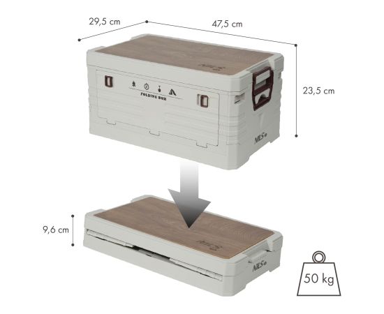 NCB4002 SALOKĀMA KEMPINGA KASTE AR VĀKU 2IN1 50L ZAĻA NILS CAMP Кемпинг стулья