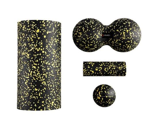 FSBM04 MELNI-DZELTENS MASĀŽAS KOMPLEKTS (4 gab.) HMS Vingrošanas un jogas rullīs