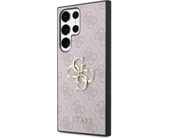 Guess PU 4G Metal Logo Case Aizsargapvalks priekš Samsung Galaxy S23 Ultra / rozā Neoriģinālie Maciņi