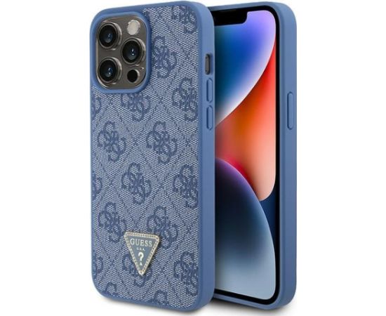 Guess PU Leather 4G Triangle Strass Case Aizsargapvalks Priekš iPhone 15 Pro Max Neoriģinālie Maciņi
