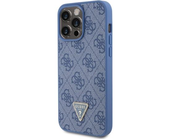 Guess PU Leather 4G Triangle Strass Case Aizsargapvalks Priekš iPhone 15 Pro Max Neoriģinālie Maciņi