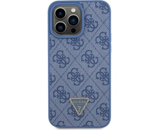 Guess PU Leather 4G Triangle Strass Case Aizsargapvalks Priekš iPhone 15 Pro Max Neoriģinālie Maciņi