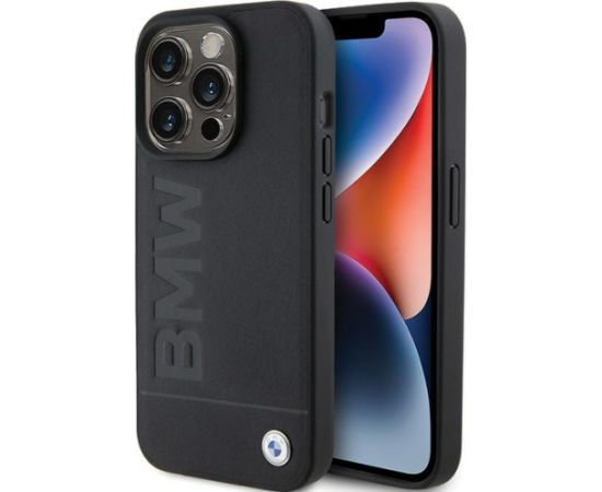 BMW Magsafe Leather Hot Stamp Case Aizmugurējais Ādas Apvalks Priekš Apple iPhone 15 Pro Neoriģinālie Maciņi