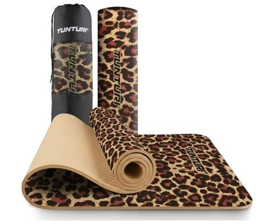 Tunturi Коврик для йоги, 8 mm, леопардовый принт Vingrošanas paklājiņi