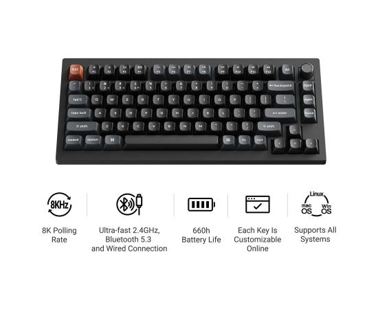 KEYBOARD WRL V1 ULTRA/BLACK V1U-D3 KEYCHRON Klaviatūras