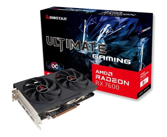 Graphics Card BIOSTAR AMD Radeon RX 7600 2318 MHz 8 GB GDDR6 128 bit PCI Express 4.0 Active VA76S6RM81 Grafiskās video kartes