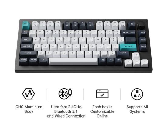 KEYBOARD WRL Q1 MAX RGB/CARBON BLACK Q1M-M4 KEYCHRON Klaviatūras