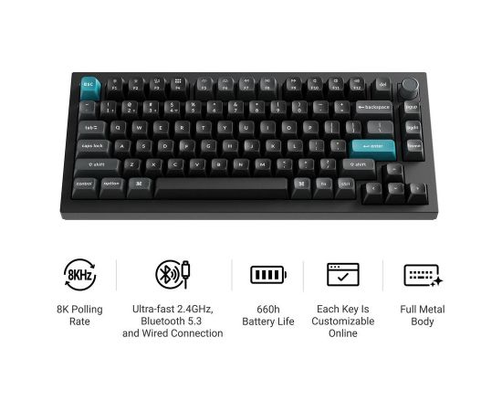 KEYBOARD WRL Q1 ULTRA/BLACK Q1U-M3 KEYCHRON Klaviatūras