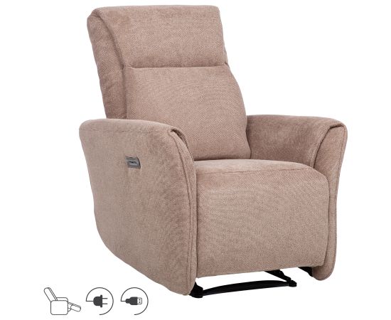 Recliner armchair HEIDY with electric mechanism, light brown Кресло