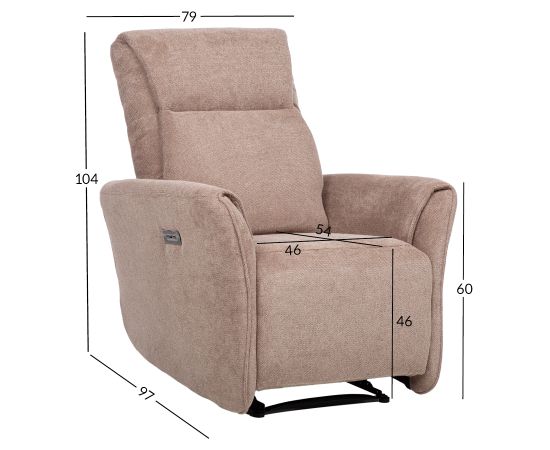 Recliner armchair HEIDY with electric mechanism, light brown Кресло