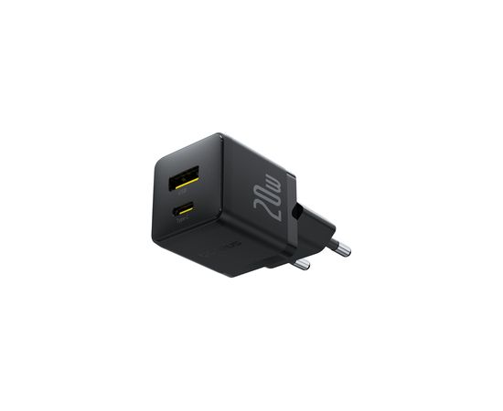Baseus Sienas ātrais lādētājs Palm 20W USB + USB-C QC3.0 PD3.0 ar USB-C kabeli 1 m, melns Новинки смартфонов и телефонов
